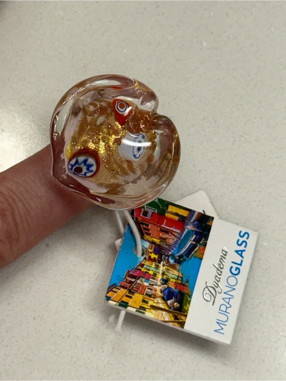 MADE IN ITALY MURANO Glass Statement Ring size 8 NWT